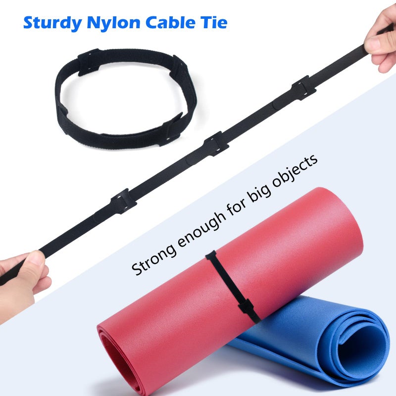 Sutoug 100Pcs 6 Inch Reusable Cable Ties Black, Adjustable Cable Straps, Cable Tie Management, Cable Tidy For Desktop Charging Cables, Home And Office - Image 3